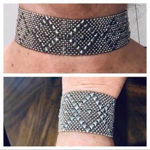 SET ❤️ Choker & Bracelet - Silver Ball Chain  EUC